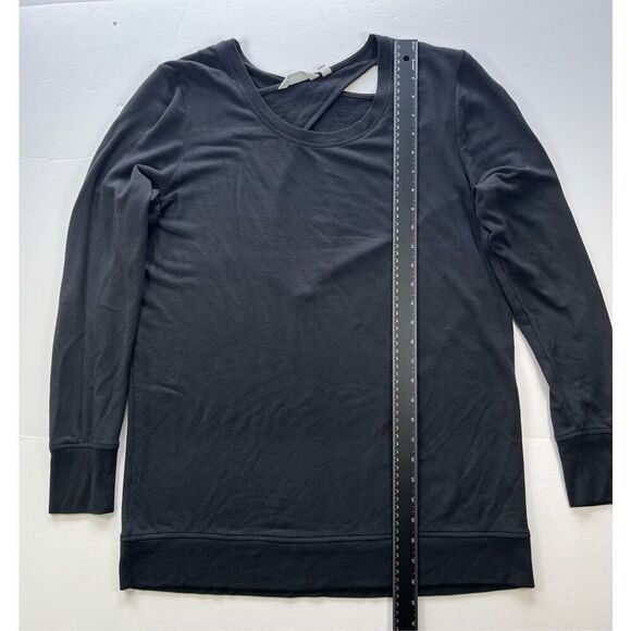 Athleta Coaster Go To Long Length Sweatshirt Open Back Black Women Size Large - Picture 3 of 7